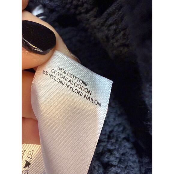 Lucky Brand Size MED Open Black Eyelet Cardigan Heavy Classic - Picture 4 of 6